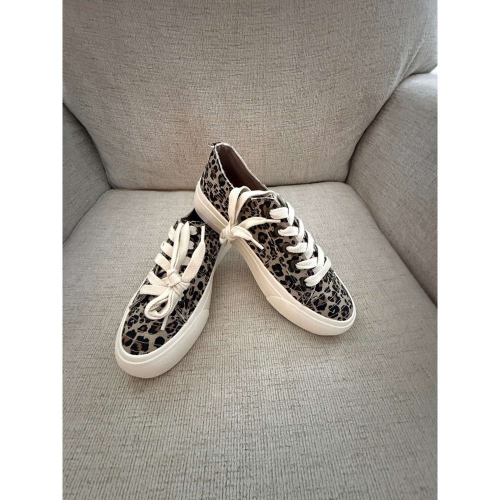 Blowfish Malibu women 7.5 Sadie-Sun Platform Sneakers tan Leopard canvas gold